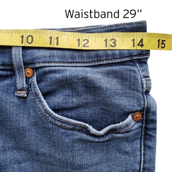 Banana Republic Mid Rise Mr. Skinny Raw Hem Ripped Knee Jeans Big Sur Wash 29 - Picture 7 of 12